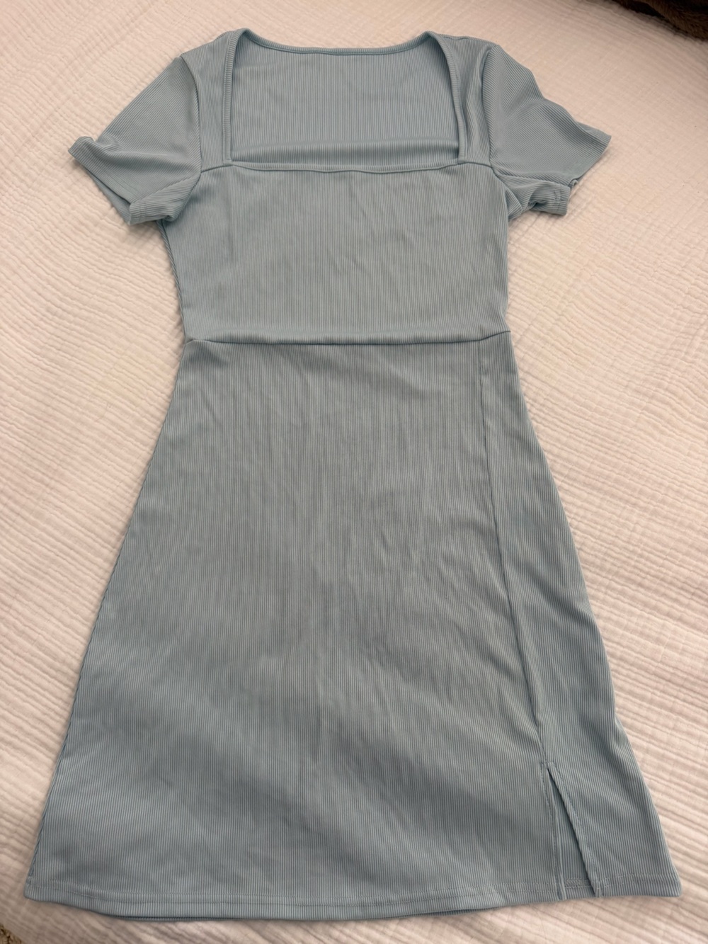 Amazon Light Blue Square Neck Mini Dress